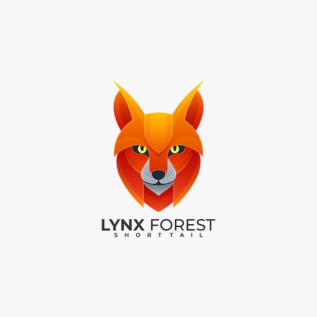 Ilustracja Wektorowa Logo Lynx Las Gradient Kolorowy Styl