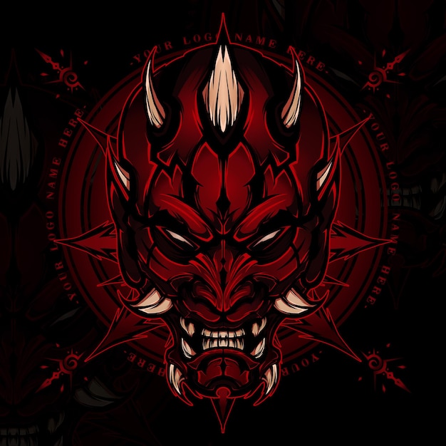 Ilustracja Wektorowa Logo Maskotki Oni Demon