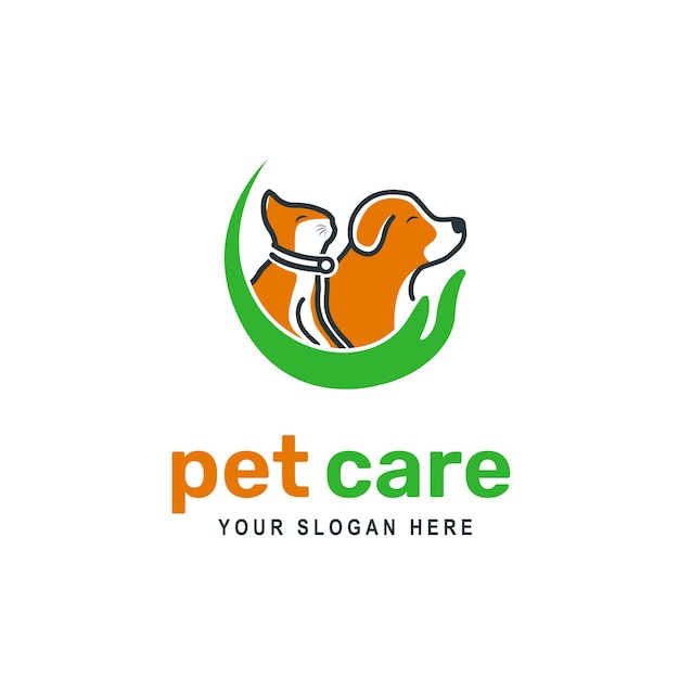 Ilustracja wektorowa logo opieki zwierząt domowych sklepu zoologicznego