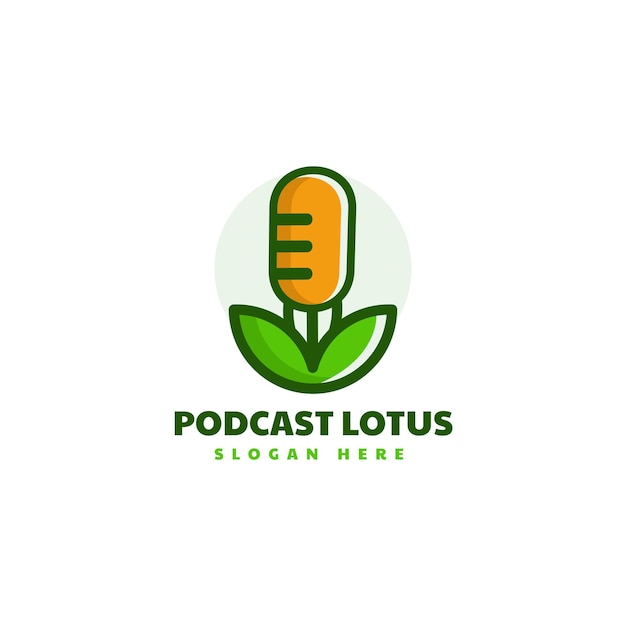 Ilustracja Wektorowa Logo Podcast Lotus Prosty Styl Maskotki