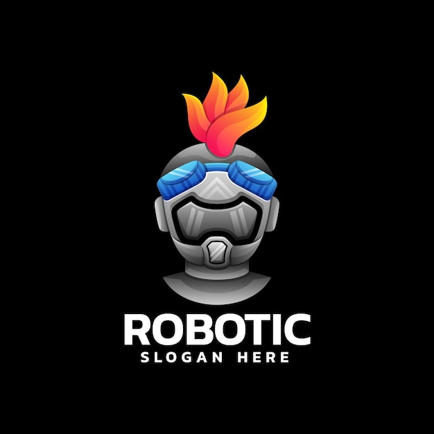 Ilustracja Wektorowa Logo Robota Gradientu Kolorowy Styl