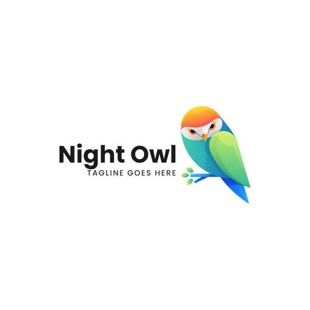 Ilustracja Wektorowa Logo Sowa Noc Gradient Kolorowy Styl