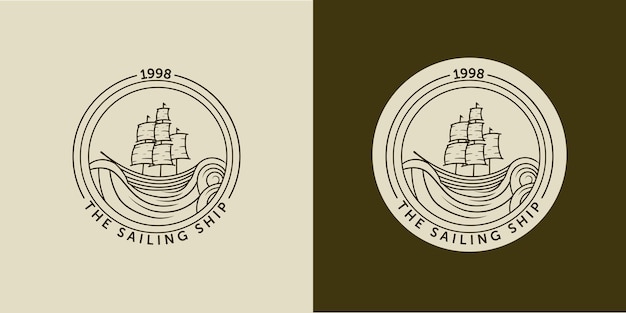 Plik wektorowy ilustracja wektorowa logo statku żaglowego statek lub łódź nowoczesny projekt loga