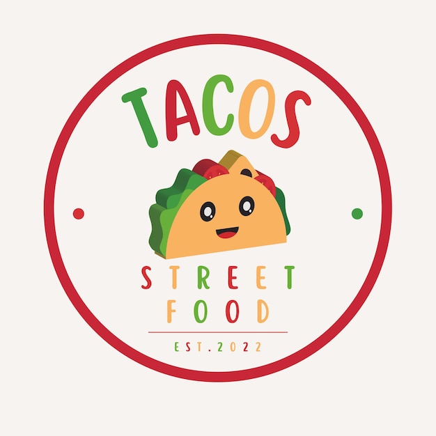 Ilustracja Wektorowa Logo Tacos Logo Odznaka Taco Kreskówka