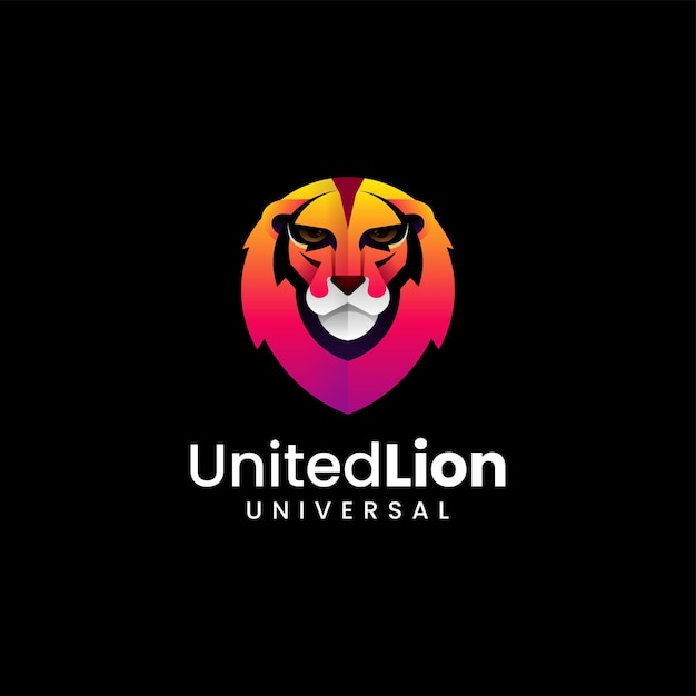 Ilustracja Wektorowa Logo United Lion Gradient Kolorowy Styl