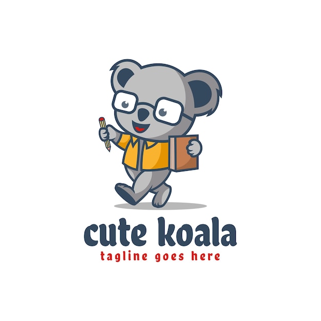 Ilustracja Wektorowa Logo Urocza Koala Maskotka W Stylu Kreskówki