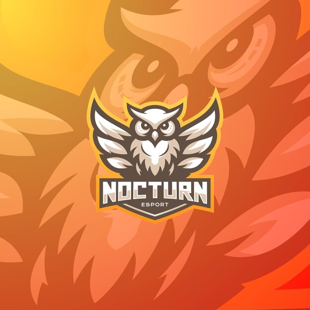 Ilustracja Wektorowa Logo Zespołu Esport Owl Logo Emblemu Maskotka Na Pomarańczowym Tle