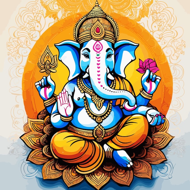 Ilustracja Wektorowa Lorda Ganpatiego Na Festiwal Ganesh Chaturthi W Indiach