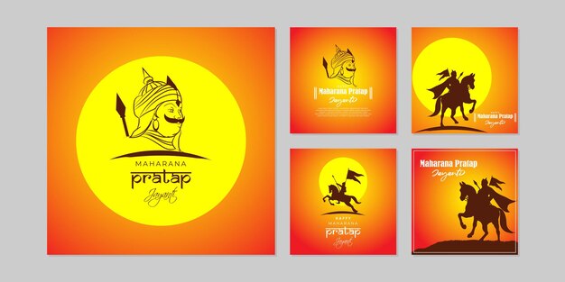 Ilustracja Wektorowa Maharana Pratap Jayanti Social Media Story Feed Zestaw Makieta Szablonu Projektu