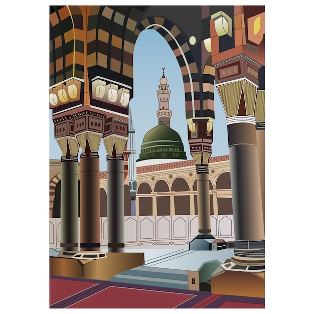 Plik wektorowy ilustracja wektorowa meczetu madina masjid nabawi