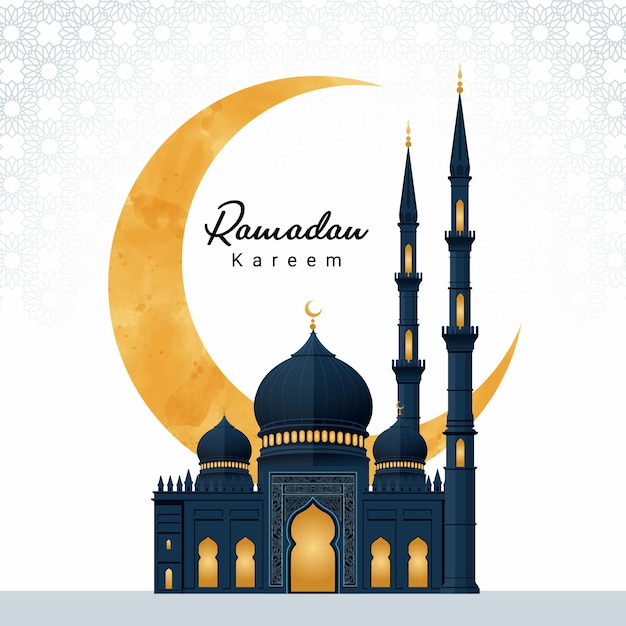 Ilustracja wektorowa meczetu Ramadan kareem