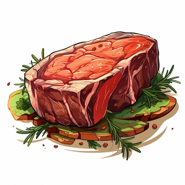 Plik wektorowy ilustracja wektorowa mięsa steku bbq barbecue mięsa wołowego izolowana restauracja grill menu sli