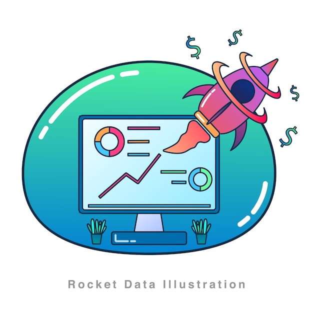 Plik wektorowy ilustracja wektorowa minimalistyczny danych rakiet