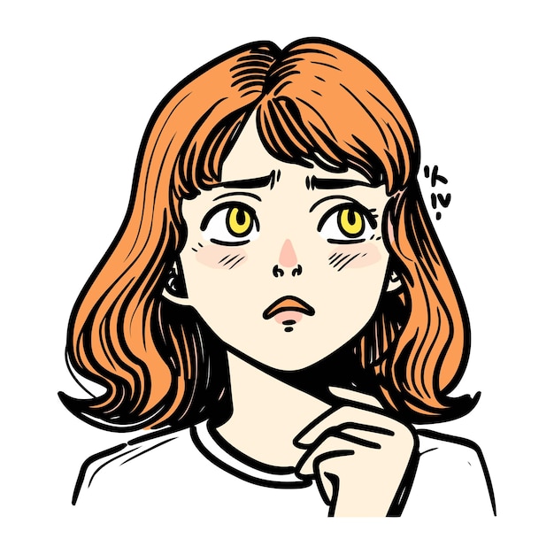 Plik wektorowy ilustracja wektorowa młodej kobiety z smutnym wyrazem twarzy