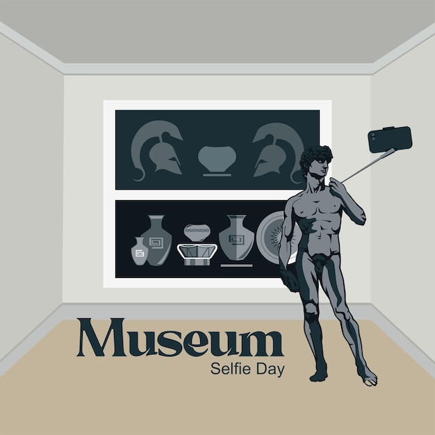 Plik wektorowy ilustracja wektorowa museum selfie day