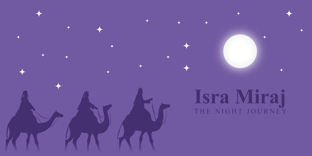 Ilustracja Wektorowa Na Islamski Dzień Al Isra Miraj Oznacza Dwie Części Nocnej Podróży.