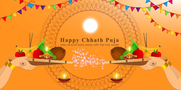 Ilustracja wektorowa na powitanie Chhath Puja