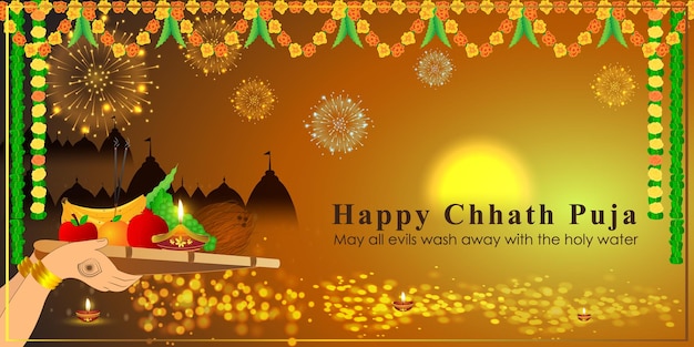 Ilustracja wektorowa na powitanie Chhath Puja