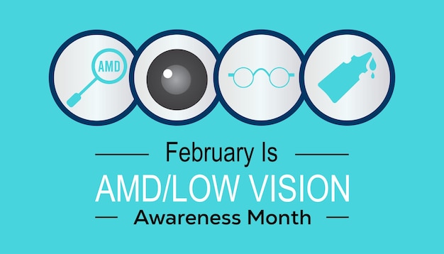 Ilustracja Wektorowa Na Temat Miesiąca świadomości Amdlow Vision Obserwowanego Co Roku W Lutym
