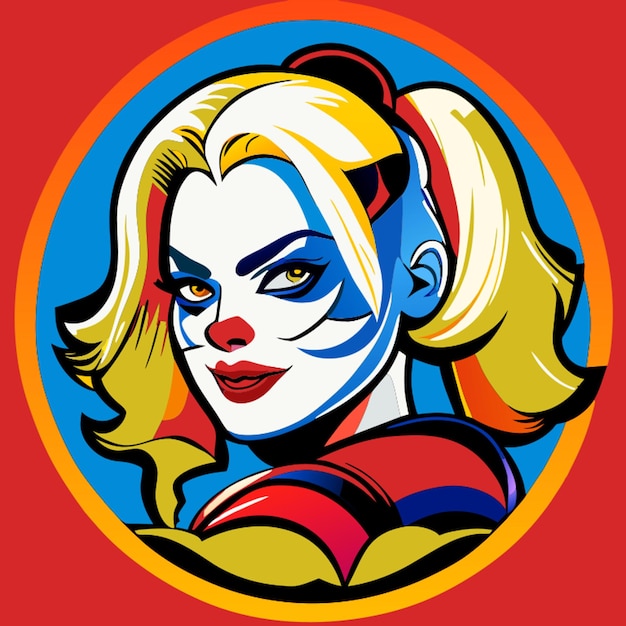 Plik wektorowy ilustracja wektorowa naklejki harley quinn