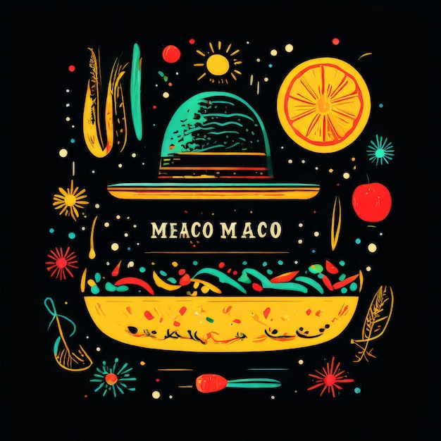 Ilustracja Wektorowa Napisu Meksykańskie Jedzenie Ilustracji Wektorowej Napisu