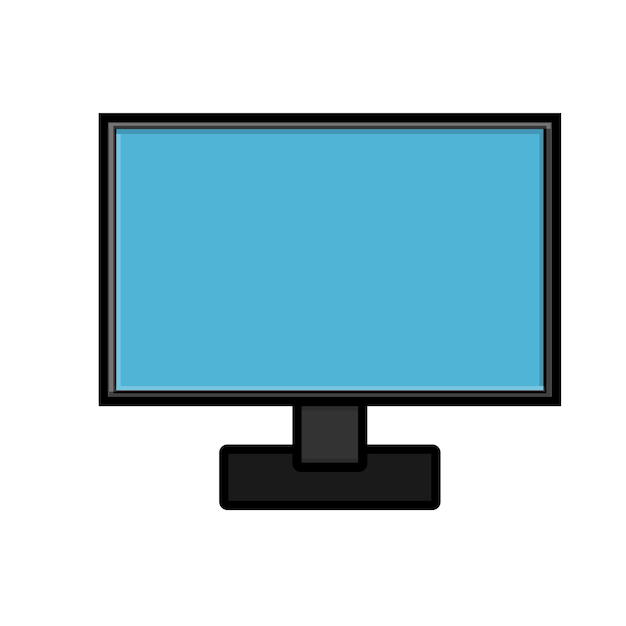 Ilustracja wektorowa nowoczesnej cyfrowej cyfrowej inteligentnej prostokątnej ikony monitora komputera w monitorze