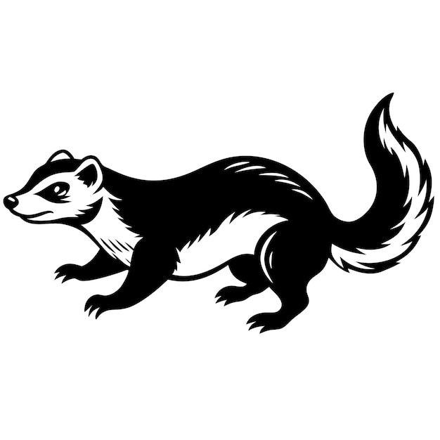 Ilustracja wektorowa o biegającej sylwetce fretka