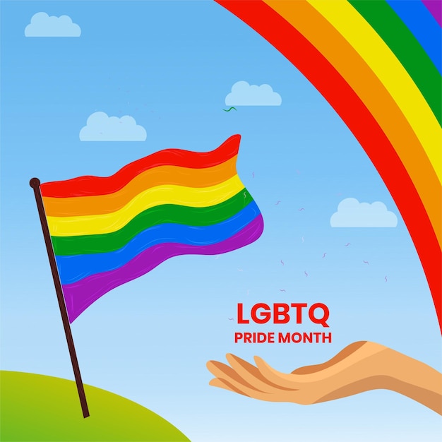 Ilustracja wektorowa obchodów dnia dumy flagi społeczności LGBTQ w kolorach tęczy