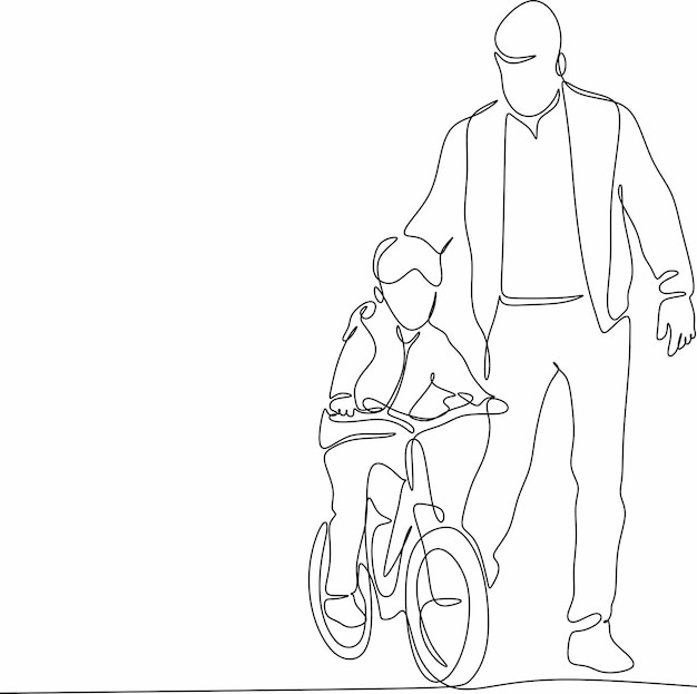 Ilustracja wektorowa ojca i dziecka Dzień Ojca i dziecięce zajęcia sportowe
