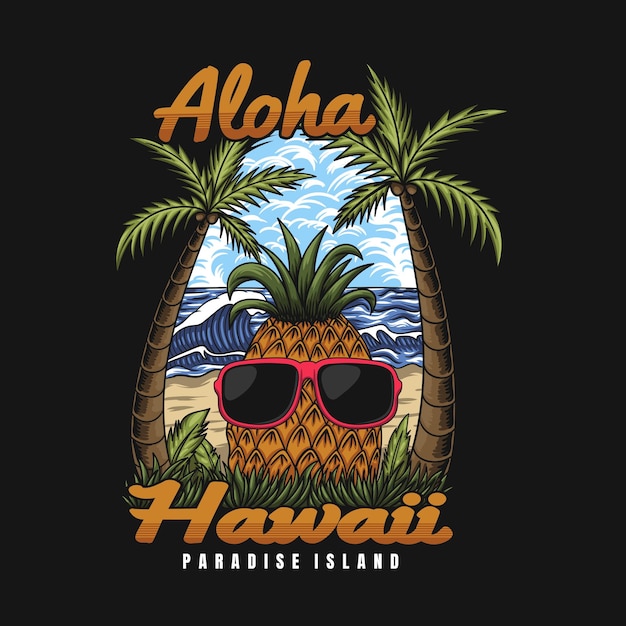 Ilustracja Wektorowa Okularów Ananasowych Na Hawajach Aloha