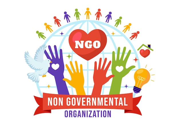 Plik wektorowy ilustracja wektorowa organizacji pozarządowej lub pozarządowych służąca konkretnym potrzebom społecznym i politycznym