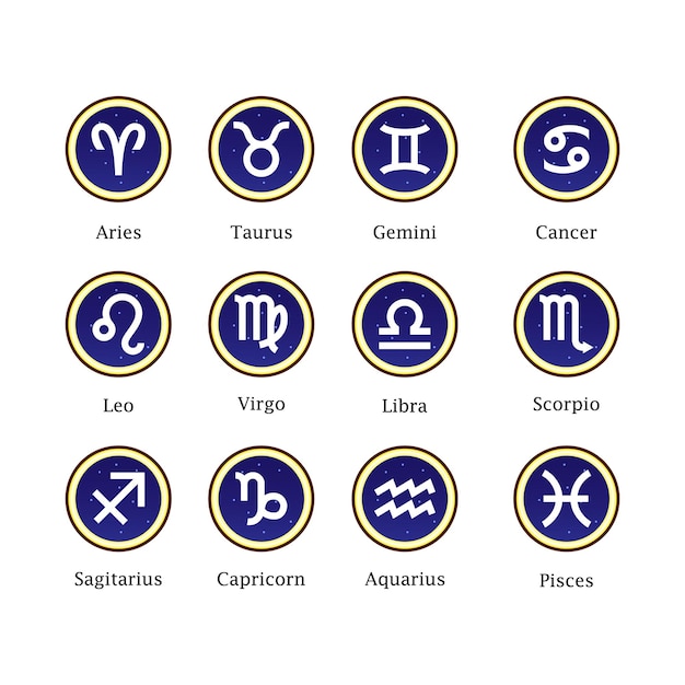 Ilustracja wektorowa pakietu ikon zodiaku