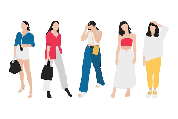 Ilustracja wektorowa pakietu przypadkowych kobiet