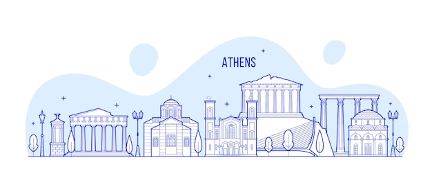 Ilustracja Wektorowa Panoramę Aten W Grecji