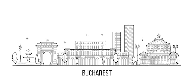 Ilustracja wektorowa panoramę Bukaresztu w Rumunii