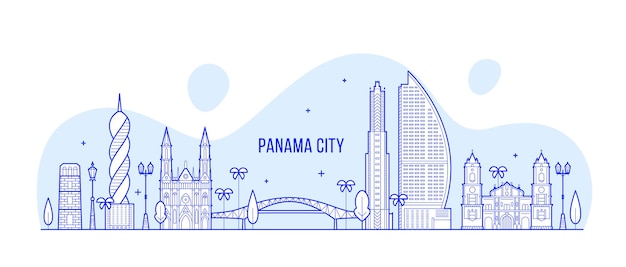 Ilustracja Wektorowa Panoramę Miasta Panama W Republice Panamy