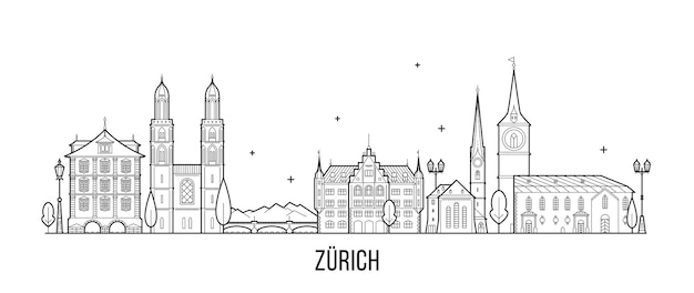 Plik wektorowy ilustracja wektorowa panoramę zurychu w szwajcarii
