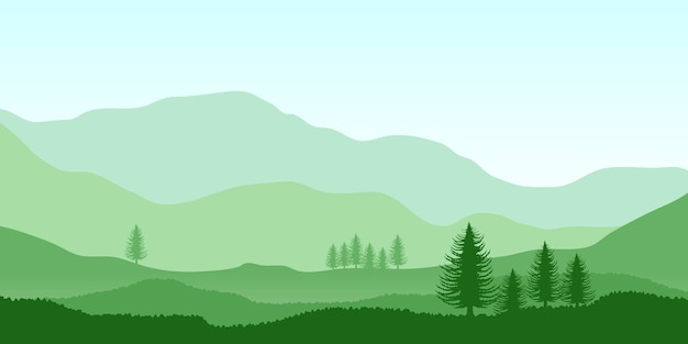 Ilustracja wektorowa panoramy górskiej Spokojny krajobraz