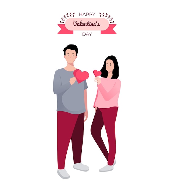 Ilustracja wektorowa para z motywem Walentynki