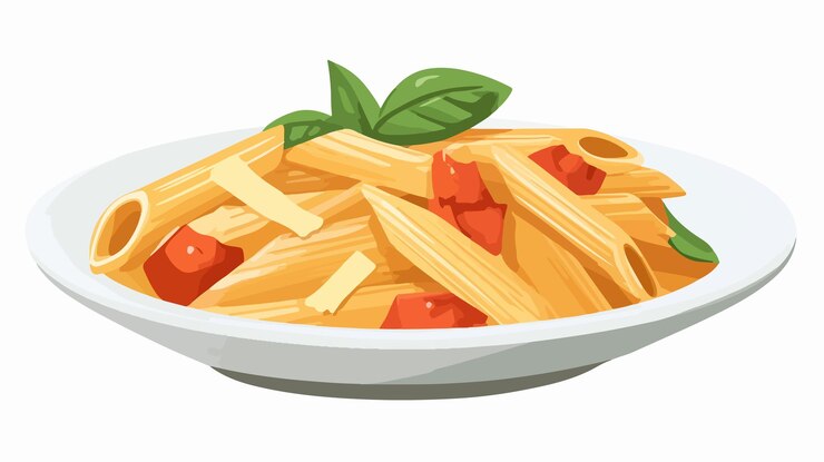 Wektor ilustracja wektorowa penne pasta 2d izolowany pojedynczy kawałek