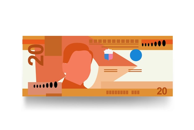 Ilustracja Wektorowa Peso Filipińskiego Filipiny Zestaw Pieniędzy Zestaw Banknotów Pieniądze Papierowe 20 Php