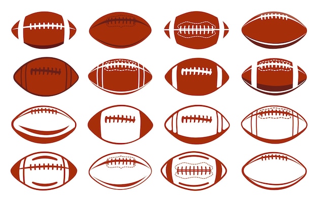 Ilustracja Wektorowa Piłki Nożnej Amerykańskiej Rugby Ball Vector Set Sports Ball Vector