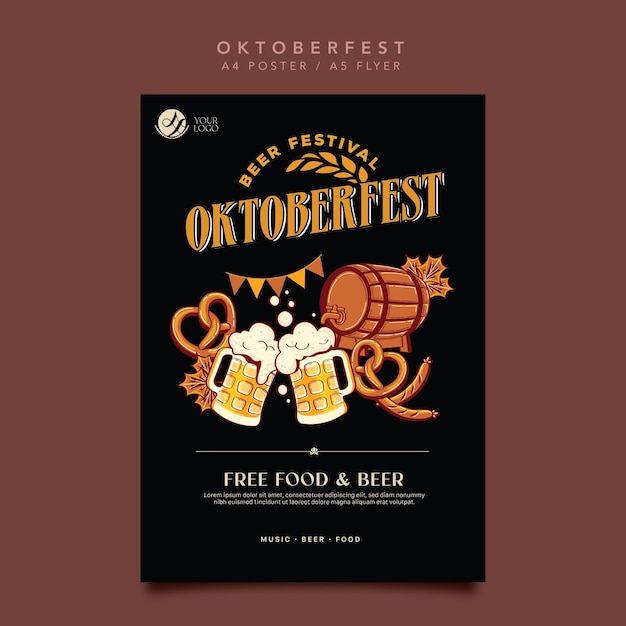 Plik wektorowy ilustracja wektorowa plakatów festiwalu piwa oktoberfest