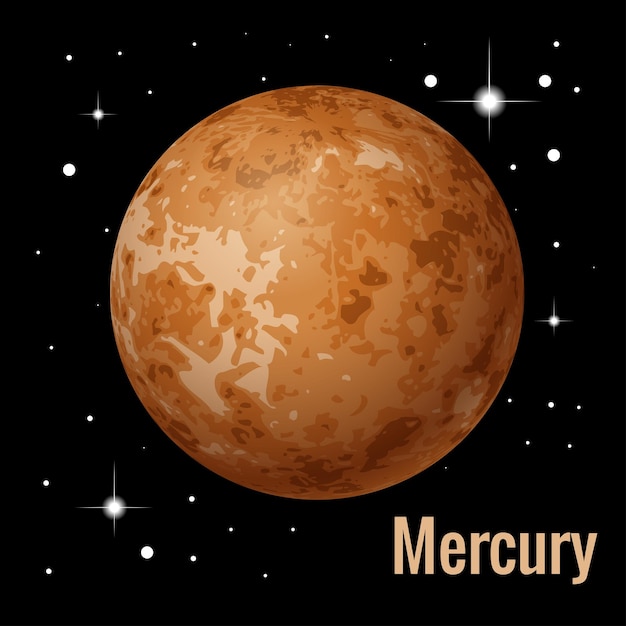 Plik wektorowy ilustracja wektorowa planety merkury. wysokiej jakości izometryczne planety układu słonecznego
