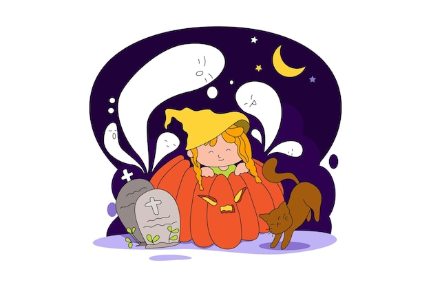 Plik wektorowy ilustracja wektorowa płaski halloween