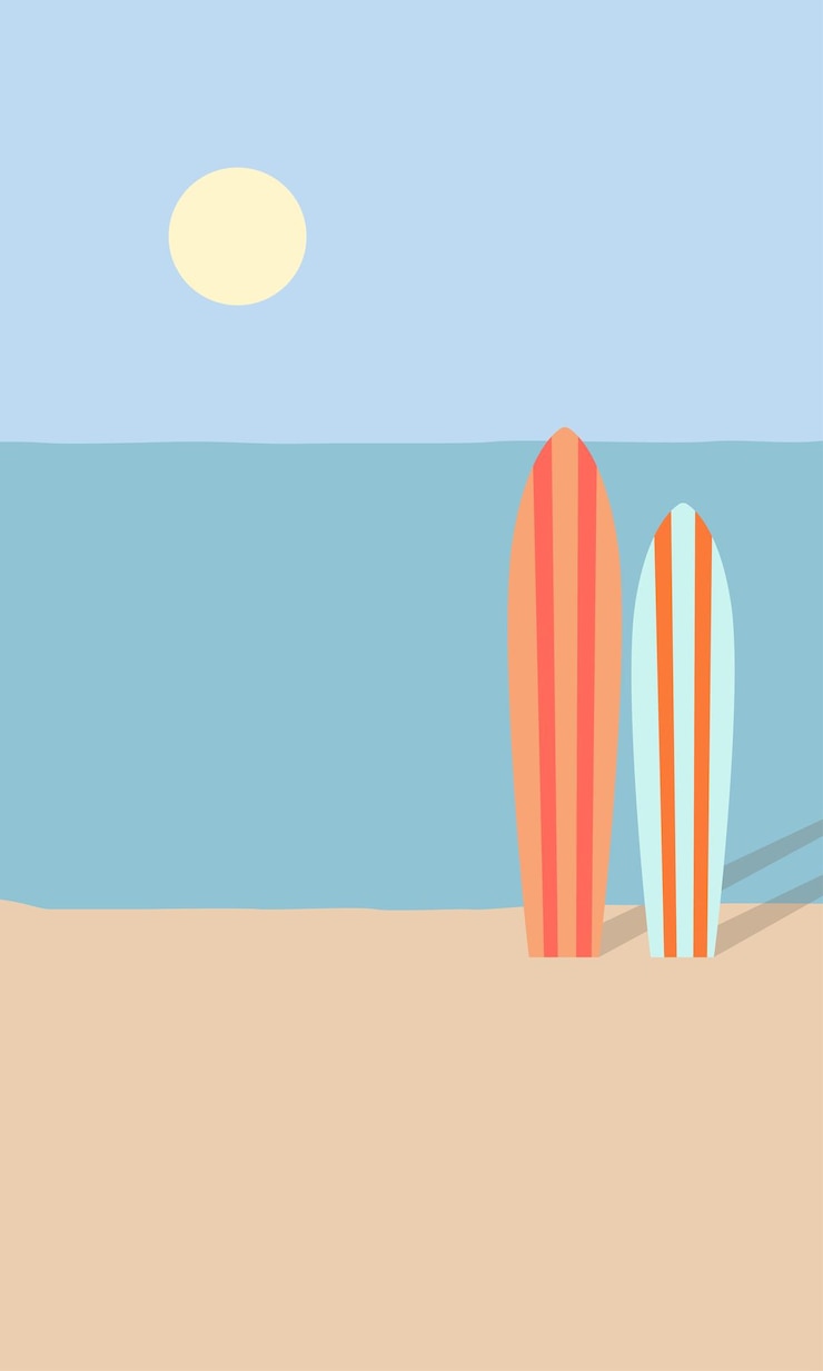Wektor ilustracja wektorowa plaży z surferami
