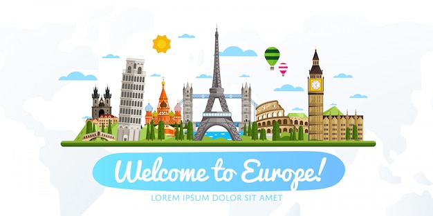 Ilustracja wektorowa podróży i turystyki.