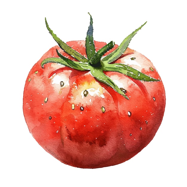 ilustracja wektorowa pomidora w stylu akwarelu
