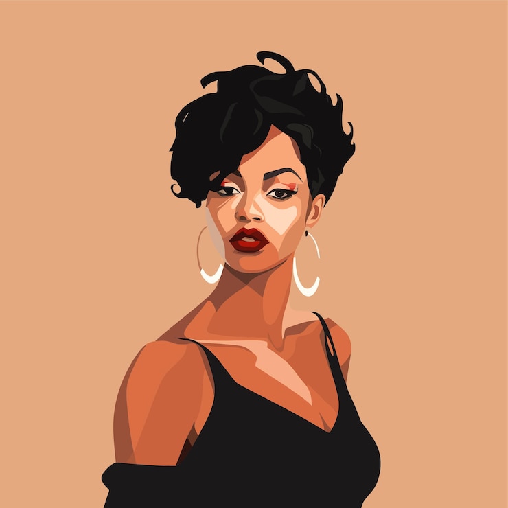 Wektor ilustracja wektorowa portret czarnej kobiety