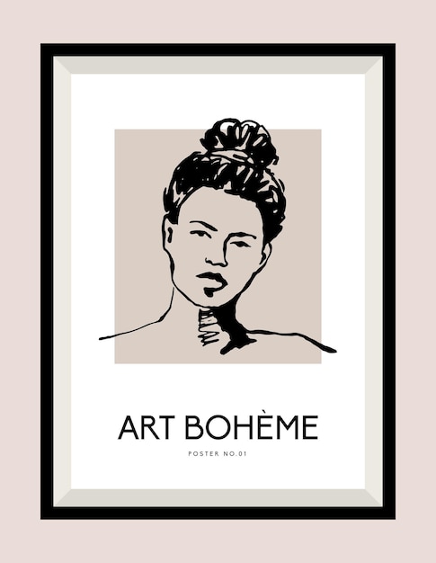 Ilustracja Wektorowa Portretu Kobiety Dla Galerii Sztuki Nowoczesnej